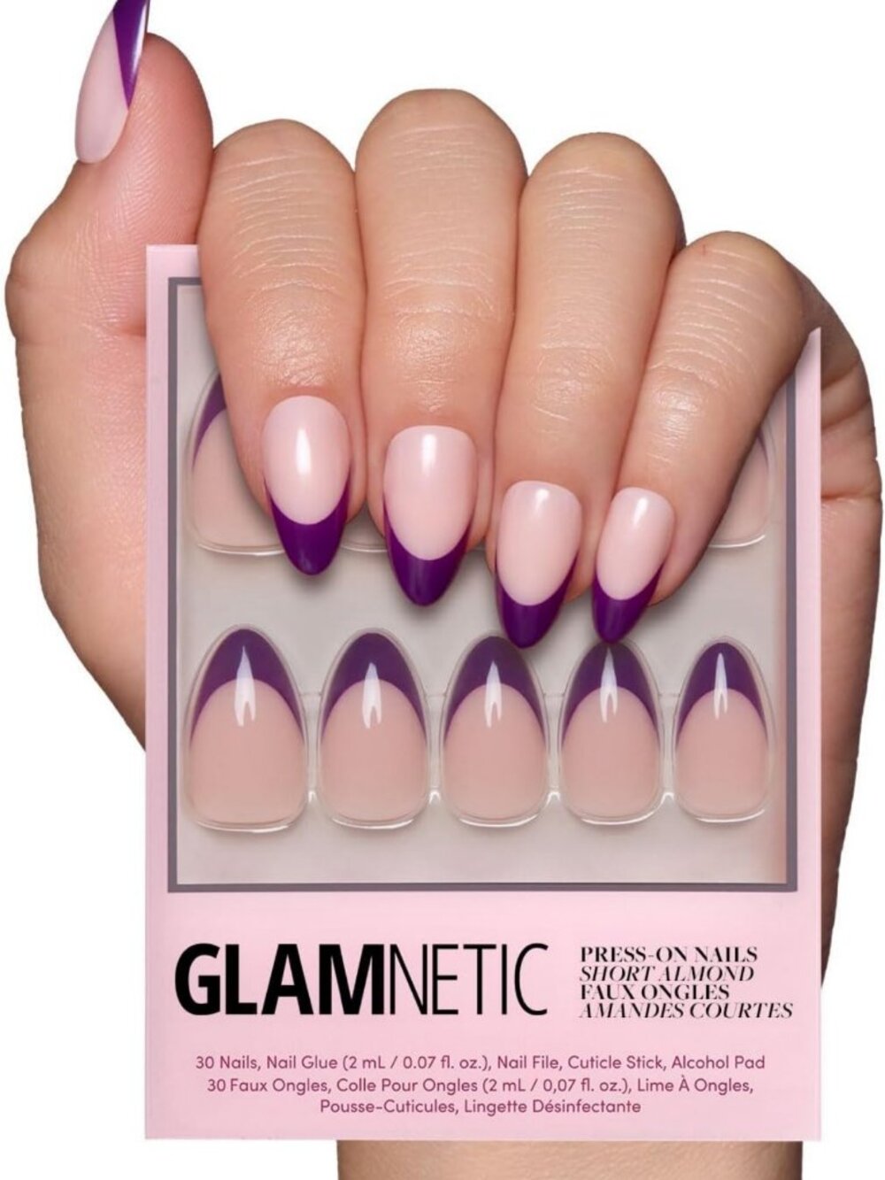 Glossy Short Almond Press On Nails - 30 Pc Full Kit, Easy Application, Durable